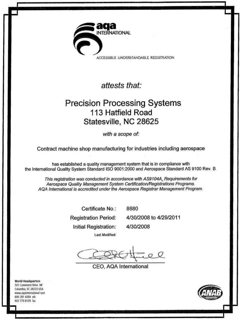 AS9100 Certificate